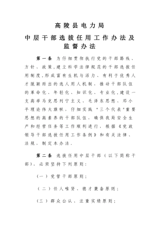 中层干部选拔任用工作制度