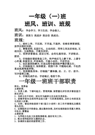 中心小学一年级一班优秀班级评选申报材料