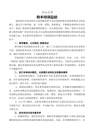 中心小学年校本培训工作总结