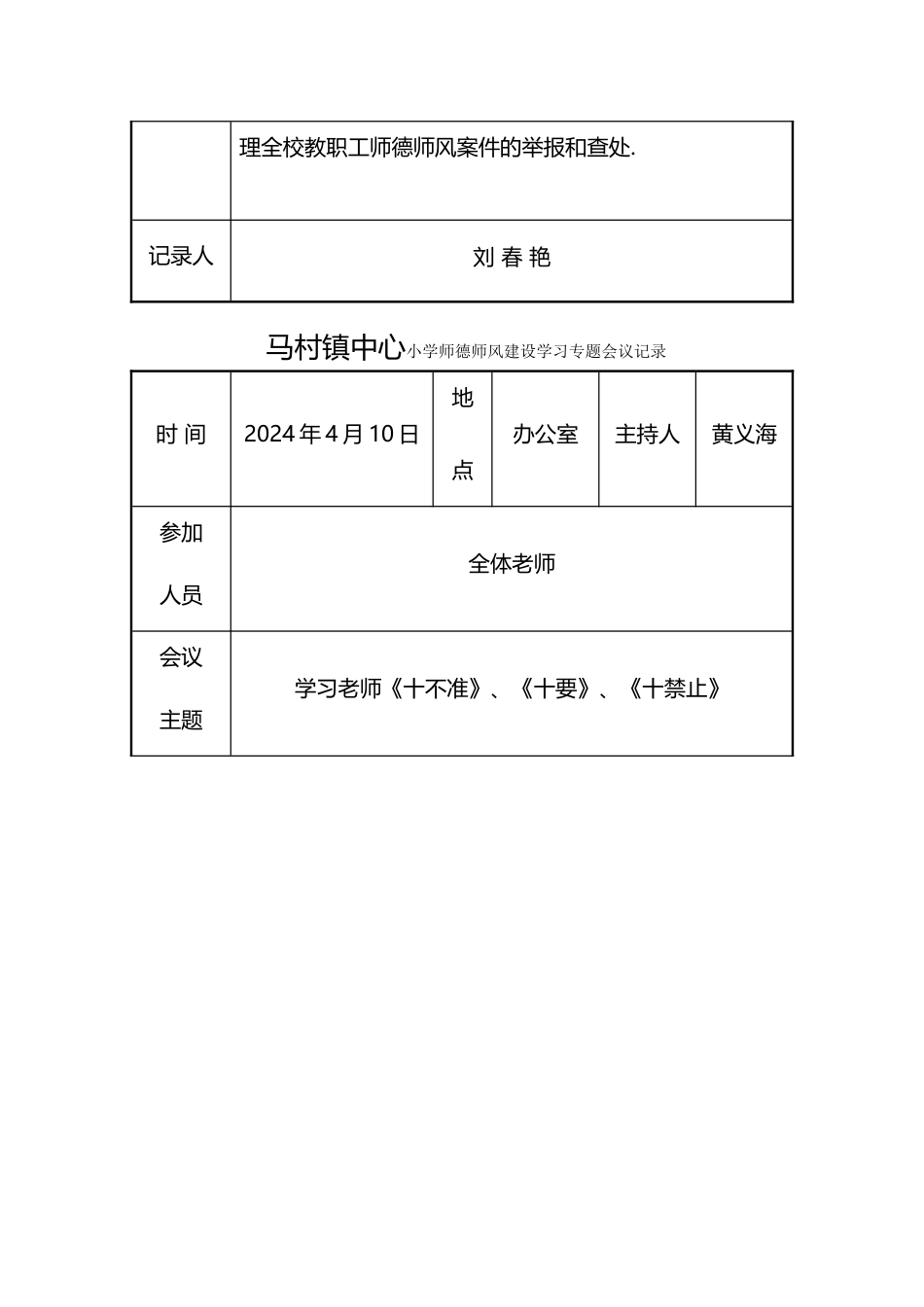 中心小学师德师风建设学习活动会议记录_第3页
