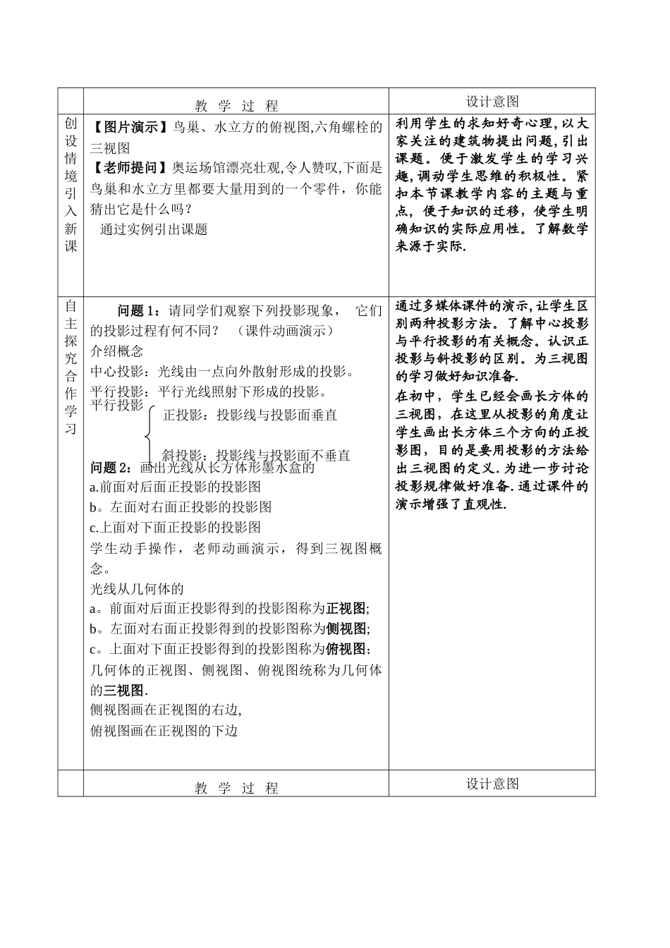 中心投影与平行投影及空间几何体的三视图说课稿_第2页