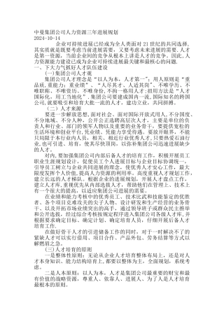 中曼集团公司人力资源三年发展规划