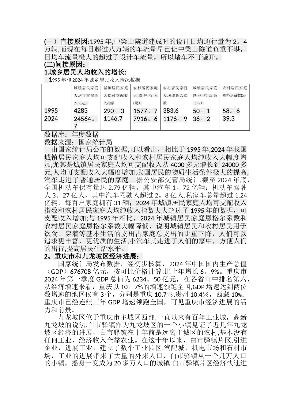 中梁山隧道拥堵问题的社会调查报告_第2页