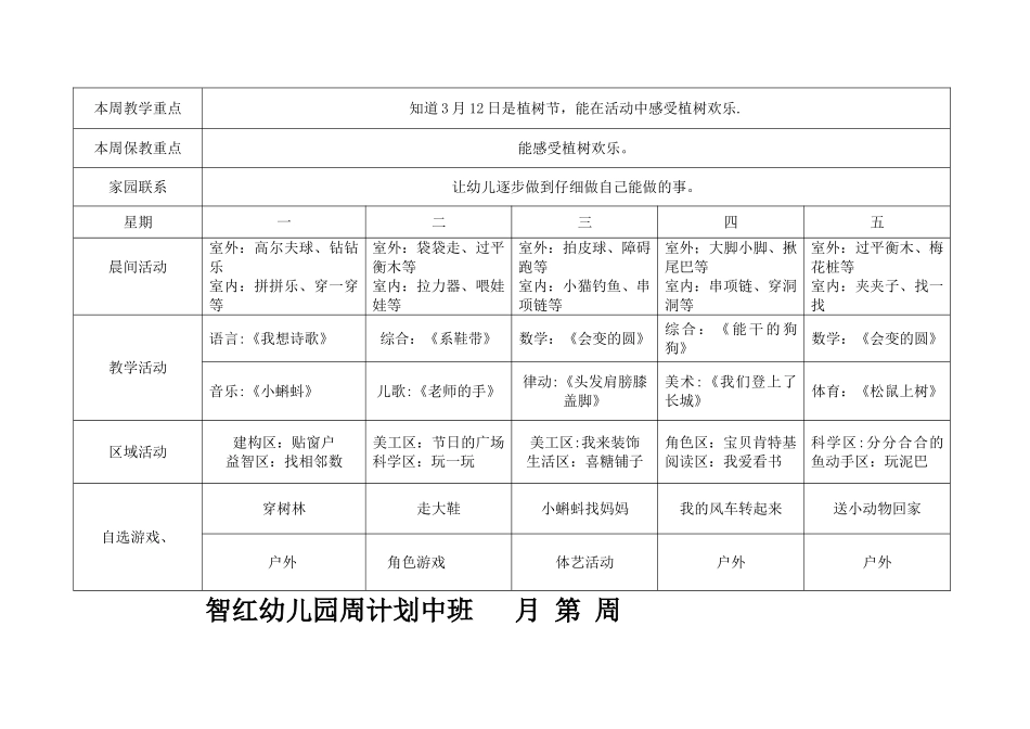 中班幼儿园周工作计划表_第3页