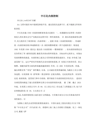 中石化内部控制