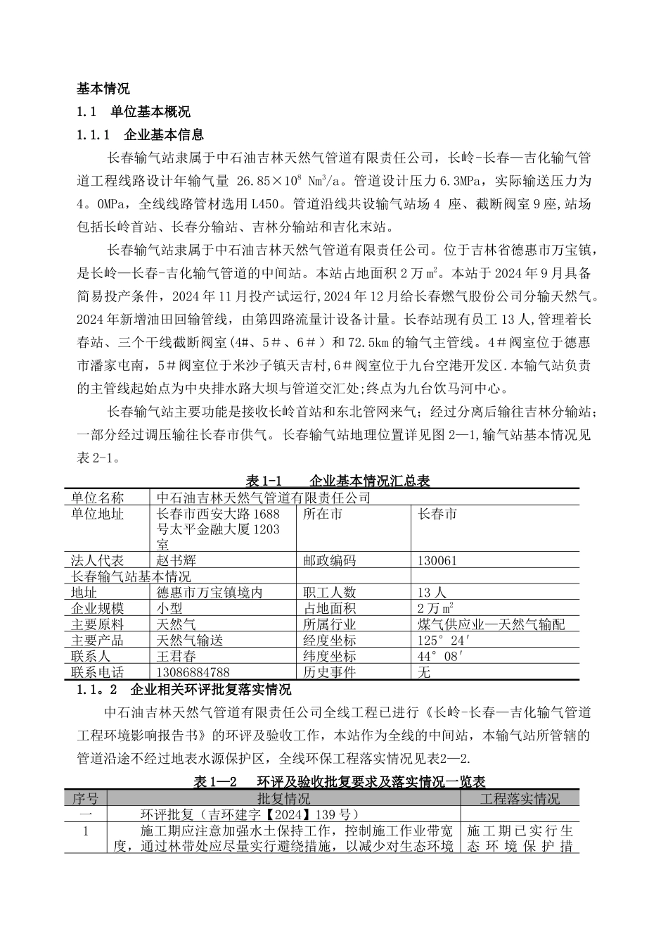 中石油吉林天然气管道有限责任公司长春输气站环境信息公示_第1页