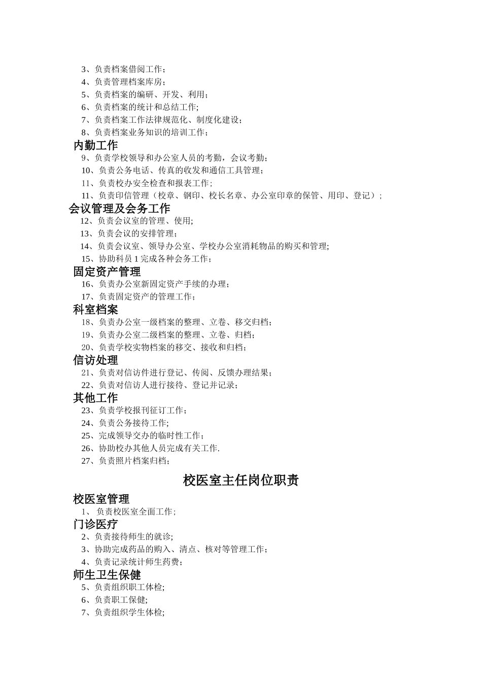 中等职业学校办公室工作职责及岗位职责_第3页