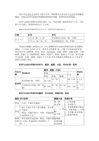 中级经济师考试题型