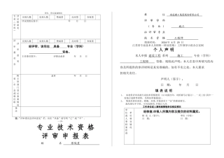 中级职称专业技术资格评审申报表