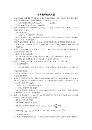 中考数学试题经典大题