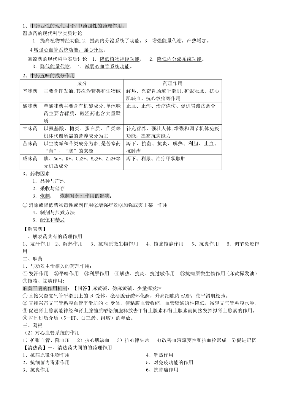 中药药理学期末考试知识点总结_第1页