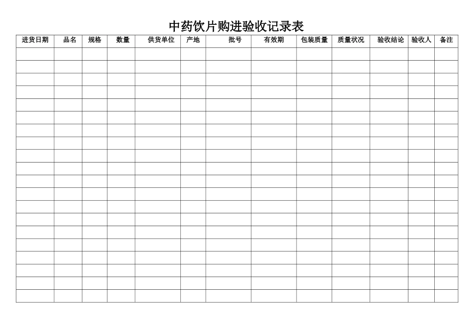 中药饮片购进验收记录表_第1页