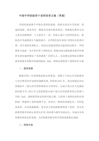 中观中学校级骨干教师培养方案