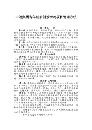 中远集运青年创新创效活动项目管理办法