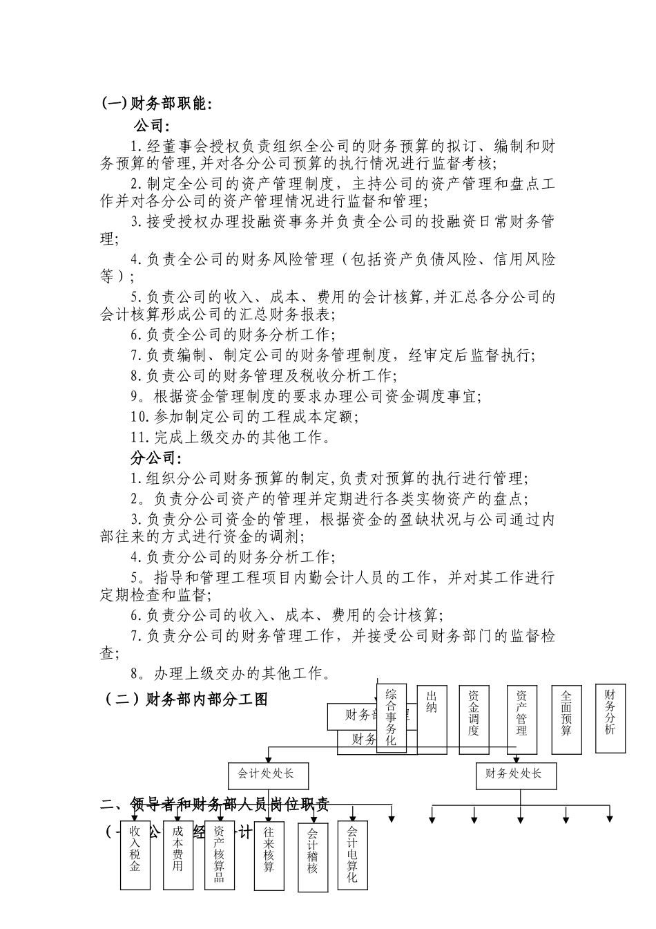 中通建设内部控制制度——财务部职责分工实施细则_第3页