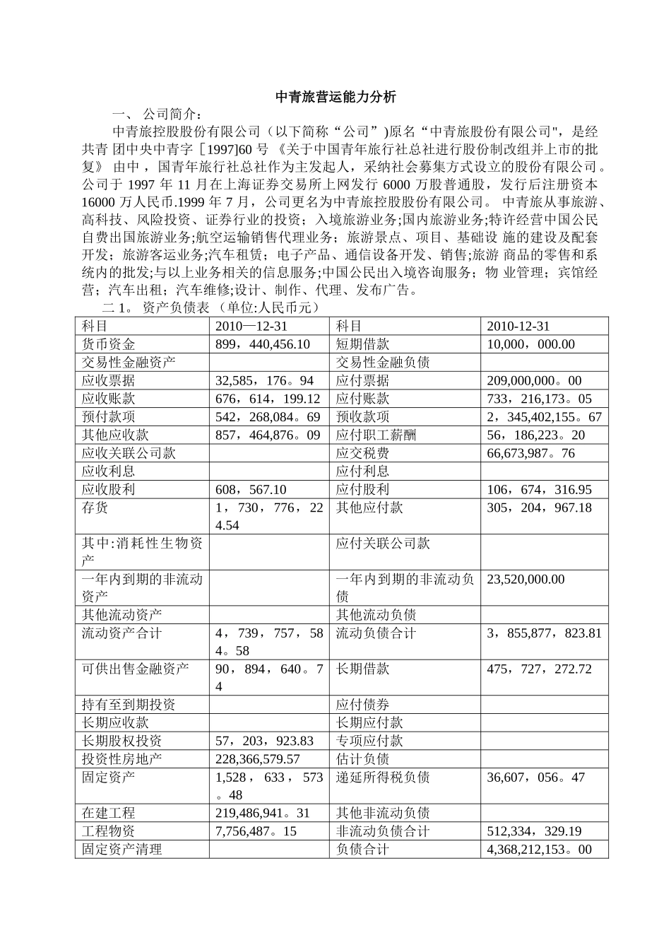 中青旅营运能力分析_第1页