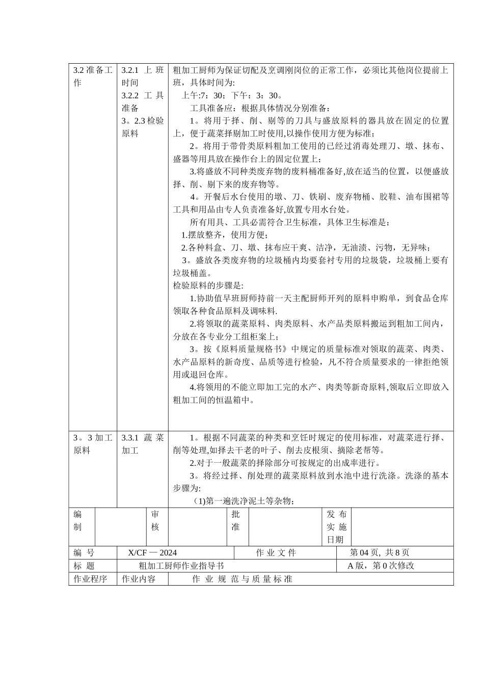中餐厨房粗加工岗厨师作业指导书_第3页