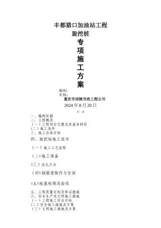 丰都猎口加油站工程旋挖施工方案汇总