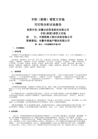 丰阳商贸大市场可行性分析报告