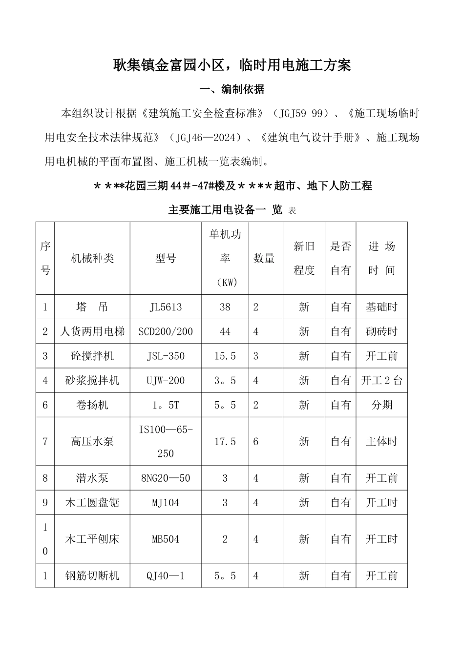 临时用电施工方案-secret_第2页