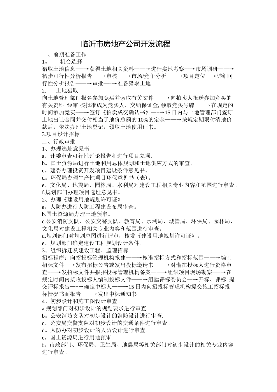 临沂市房地产公司开发流程_第1页