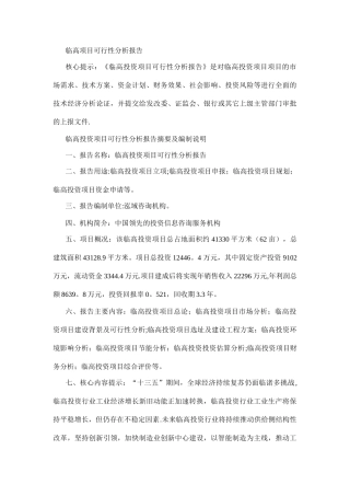 临高项目可行性分析报告