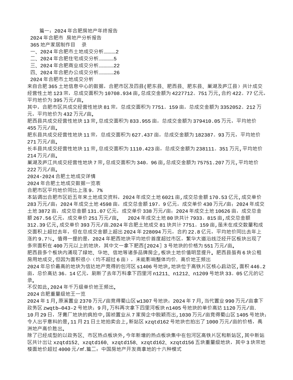 为什么这么多大房地产商肥西高价拿地_第1页