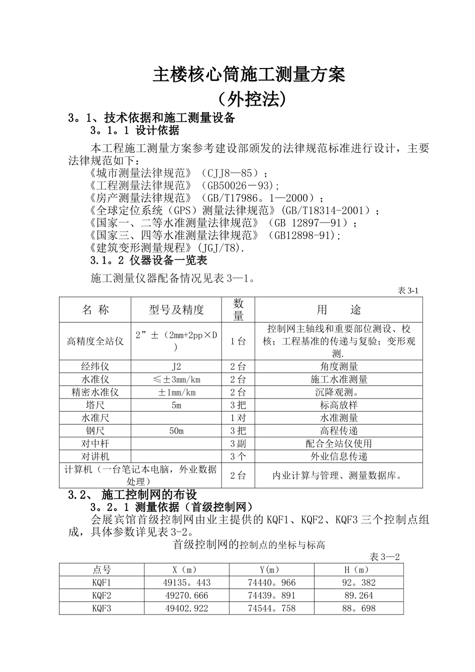 主楼核心筒施工测量方案_第1页