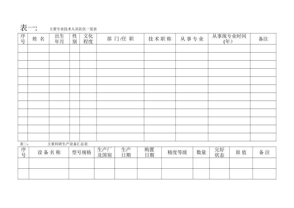 主要专业技术人员队伍一览表_第1页