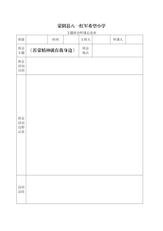 主题班会听课记录表