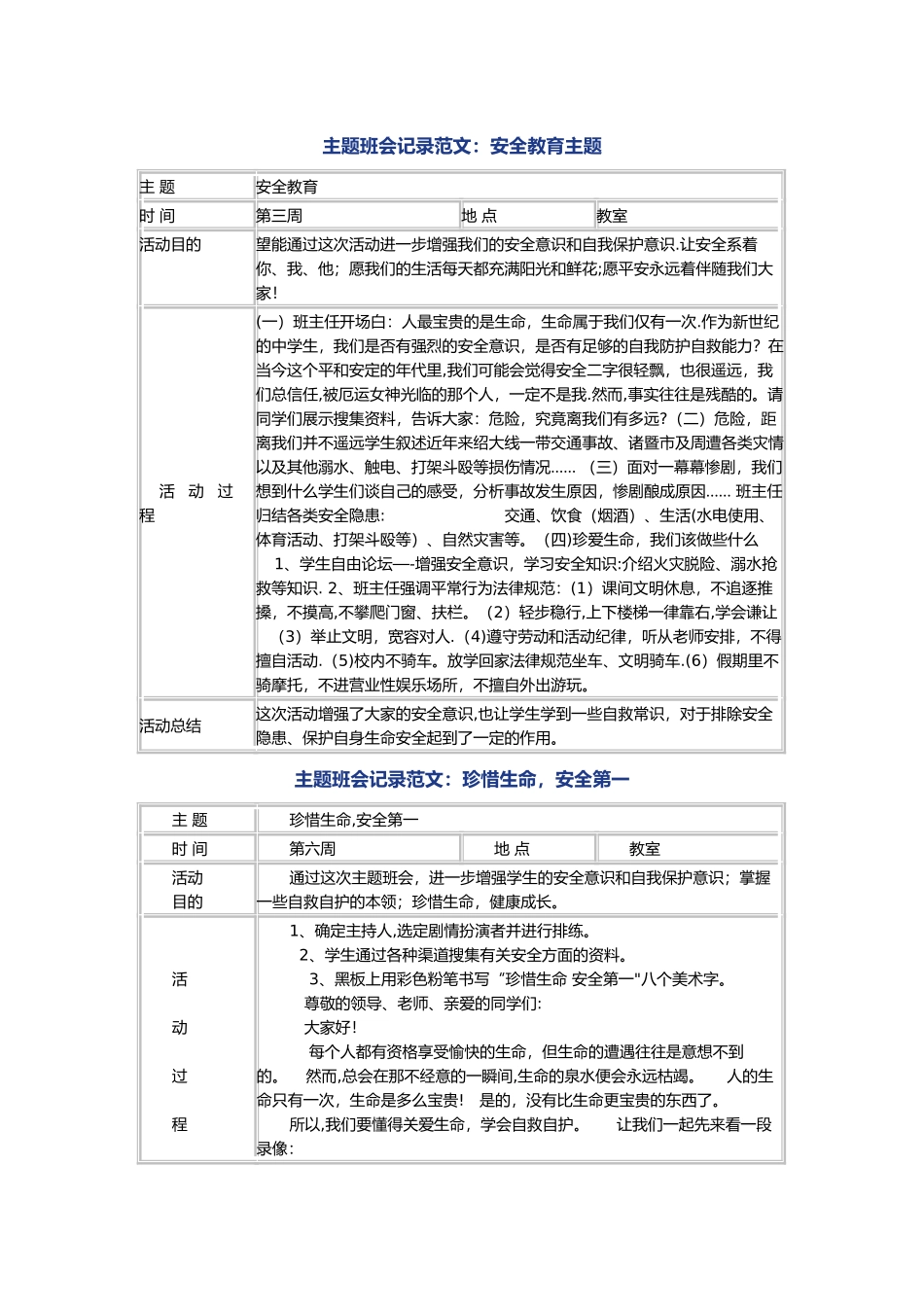 主题班会记录范文_第1页