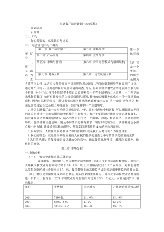 主题餐厅运营计划书fff