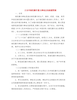 义乌市烟花爆竹重大事故应急救援预案