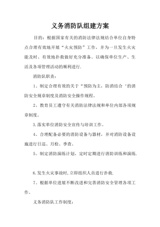 义务消防队组建方案