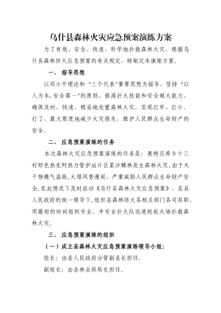乌什县森林火灾应急预案演练方案