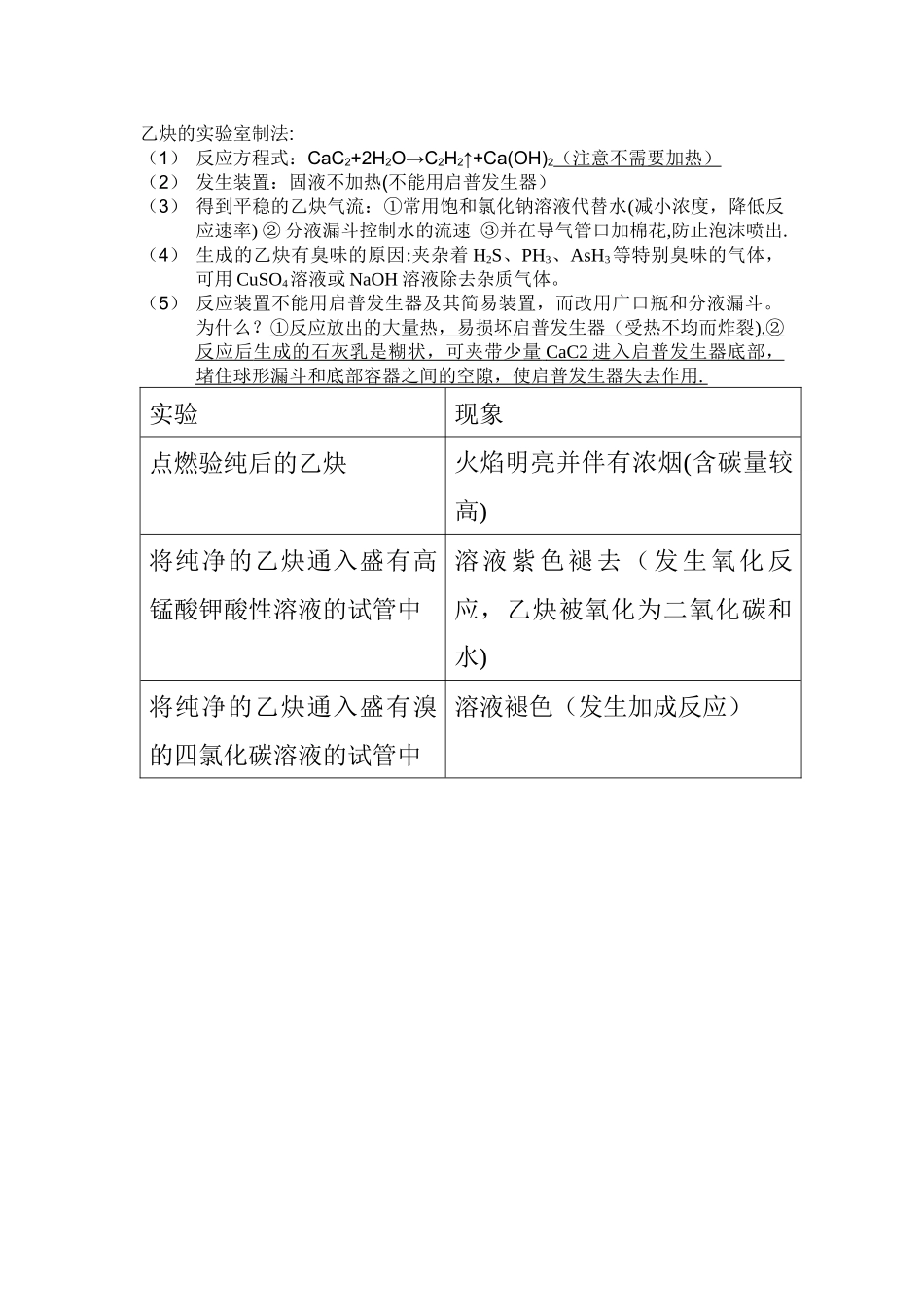 乙炔的实验室制法_第1页