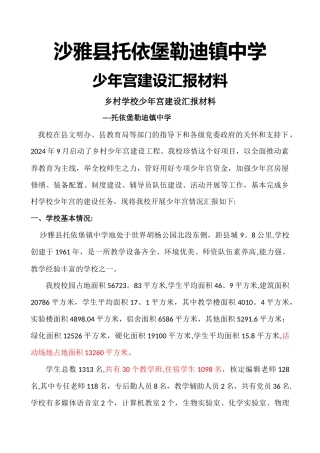 乡村少年宫汇报材料