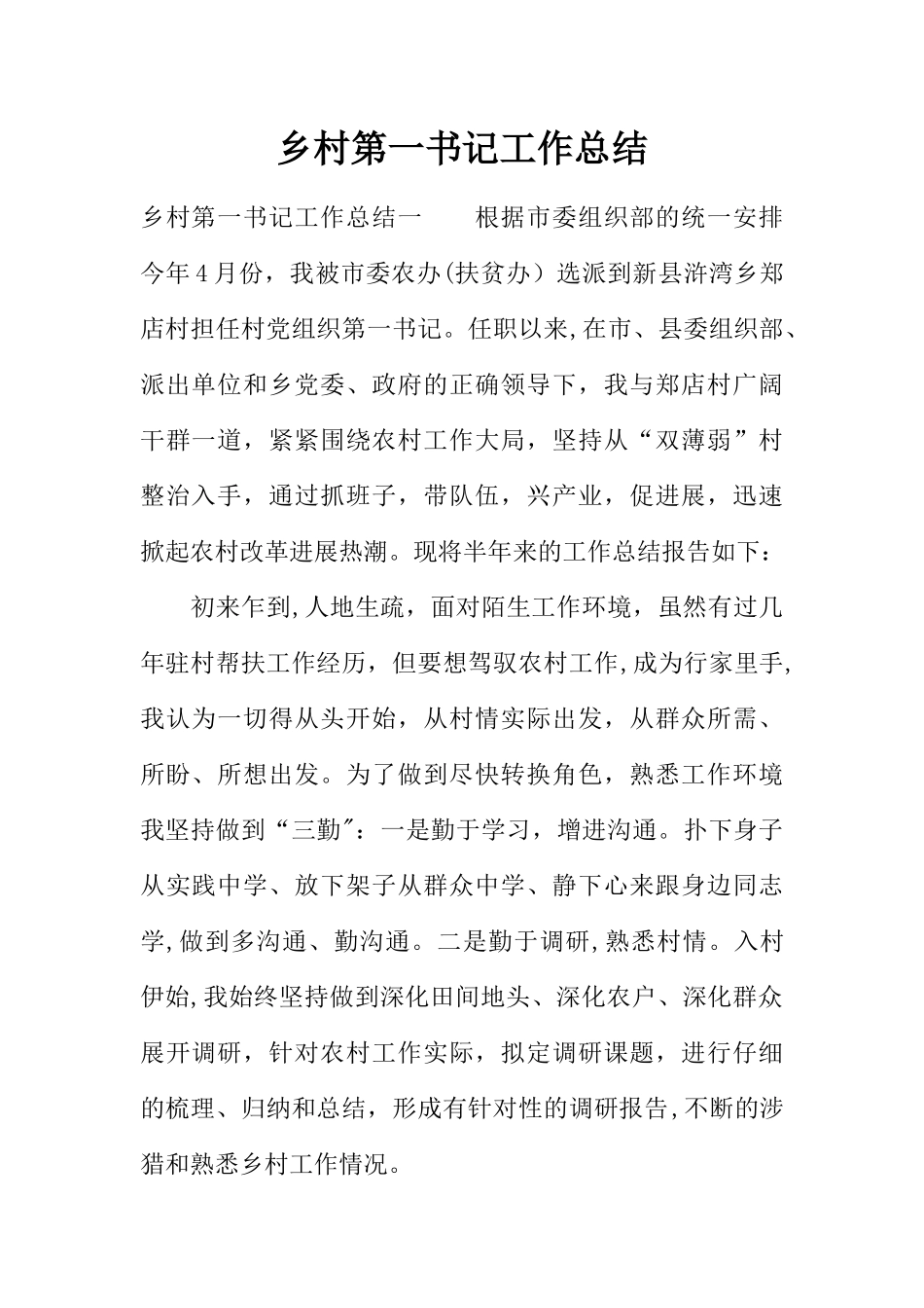 乡村第一书记工作总结_第1页