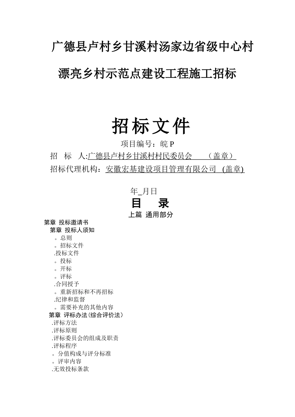 乡村示范点建设工程施工招标文件范本_第1页