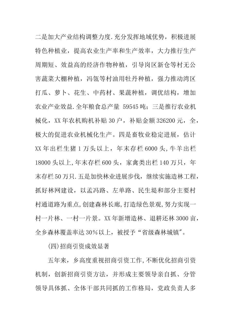 乡镇XX工作总结和未来五年工作计划_第3页