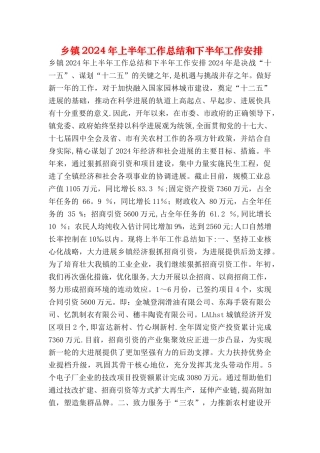 乡镇上半年工作总结和下半年工作安排