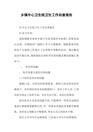 乡镇中心卫生院卫生工作自查报告