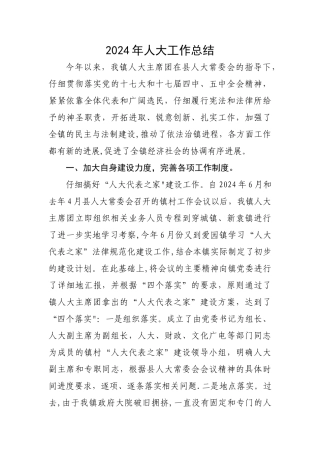 乡镇人大工作总结