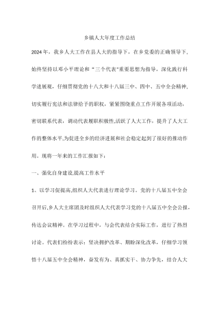 乡镇人大年度工作总结