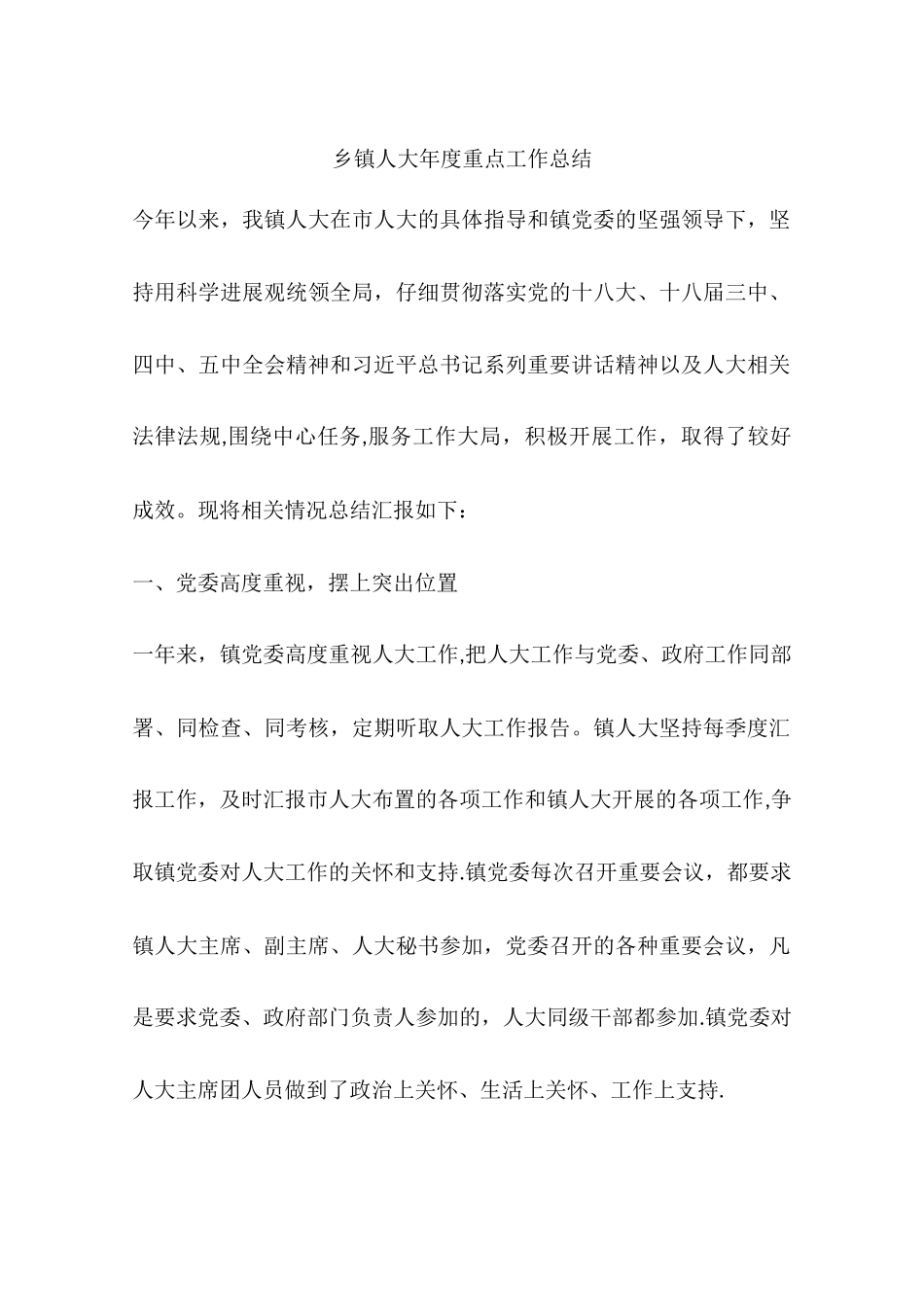 乡镇人大年度重点工作总结_第1页