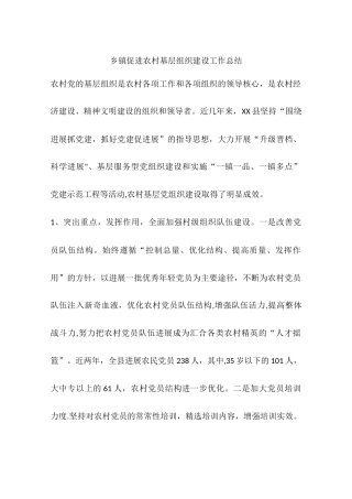乡镇促进农村基层组织建设工作总结