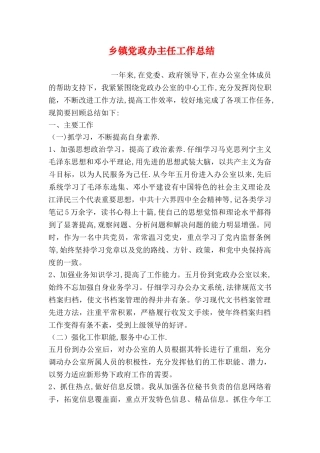 乡镇党政办主任工作总结