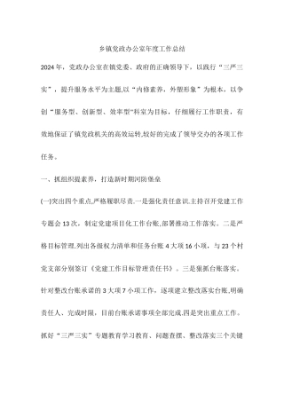 乡镇党政办公室年度工作总结