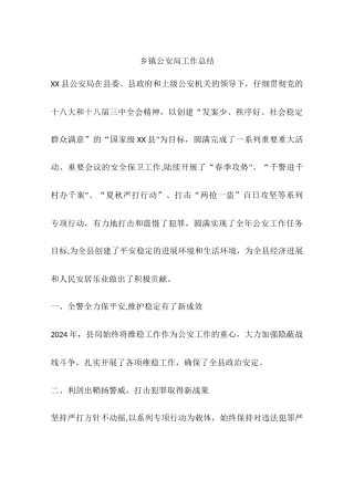 乡镇公安局工作总结