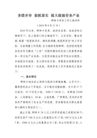 乡镇劳务工作汇报材料